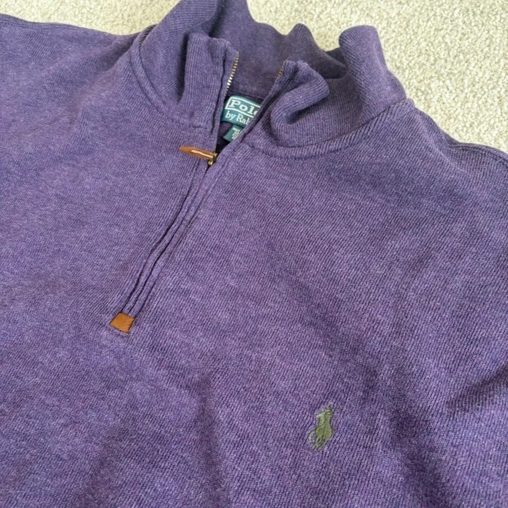 Polo Ralph Lauren Quarter Zip Sweater Mens 2XLT Purple Pullover Business Casual